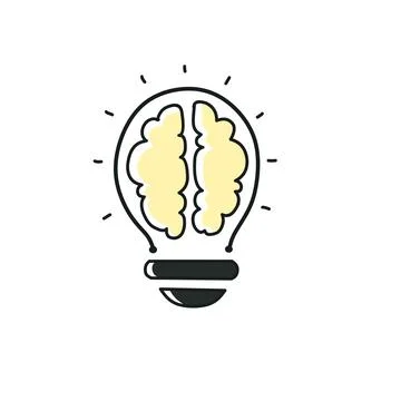 Brain light bulb icon on light background. Vector, illustration. Stock Illustration