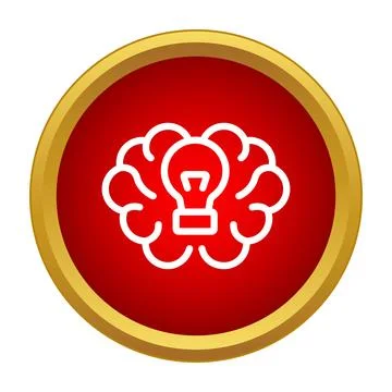 Brain with light bulb icon representing creative idea Stock Illustration