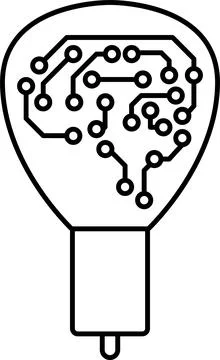 Brain in light bulb icon set. Creative, generating idea, solution vector Stock Illustration