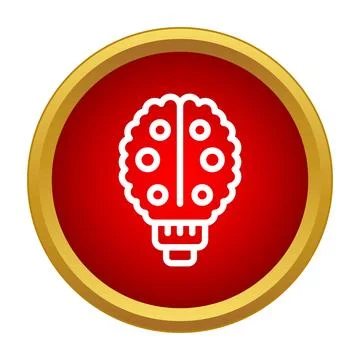 Brain light bulb icon symbolizing idea and intelligence Illustrazione stock