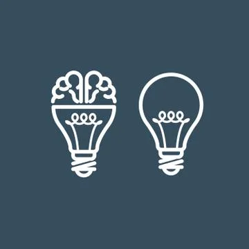 Brain in light bulb - idea and thinking concept Stock Illustration