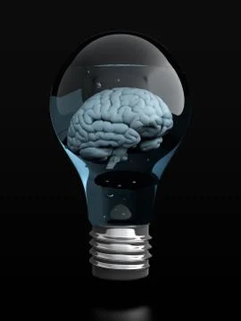 Brain in light bulb Stock Illustration