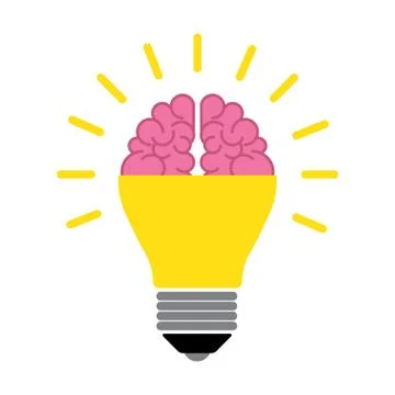 Brain in the light bulb Illustrazione stock