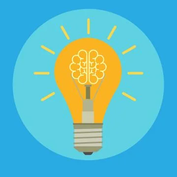 Brain in the light bulb. Illustrazione stock