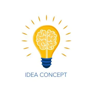 Brain in light bulb. Isolated on white background. New, creative or innovation Stock Illustration
