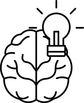 Brain with a light bulb in the middle Illustrazione stock