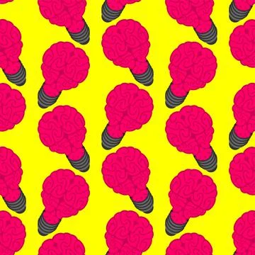 Brain is light bulb pattern seamless. Idea background. New ingenious Thought  Stock Illustration