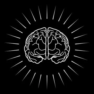 Brain with light burst Stock Illustration