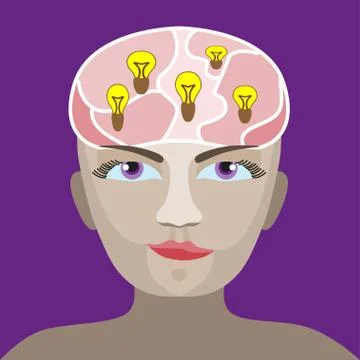 Brain with a light Stock Illustration