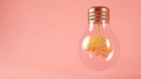 Brain on lightbulb concept Illustrazione stock