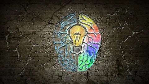 Brain with lightbulb electricity Stock Illustration