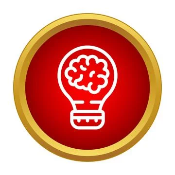 Brain in lightbulb icon presenting new idea Illustrazione stock