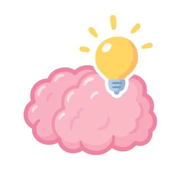 Brain with lightbulb idea illustration Stock Illustration