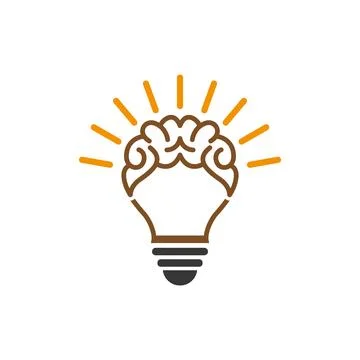 Brain Lightbulb Logo Design Creative Idea Symbol Stock Illustration