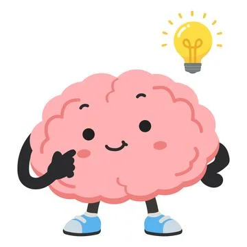 Brain With Lightbulb Showing Creative Idea And Thinking Illustrazione stock