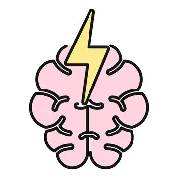 Brain with lightning bolt representing a creative idea flash Stock Illustration