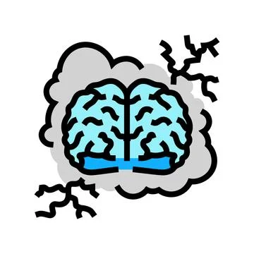 Brain lightning bolt for stimulation color icon vector illustration Stock Illustration