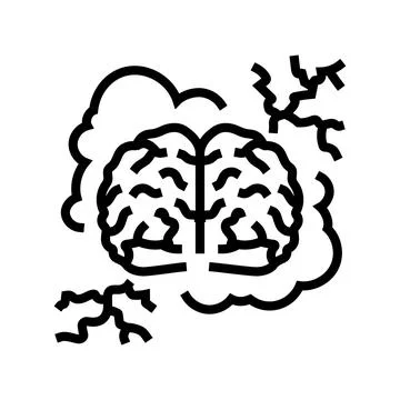 Brain lightning bolt for stimulation line icon vector illustration Stock Illustration