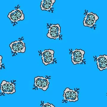 Brain lightning bolt for stimulation vector seamless pattern 스톡 일러스트