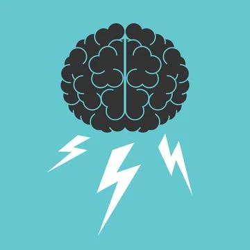 Brain, lightnings, brainstorming Stock Illustration