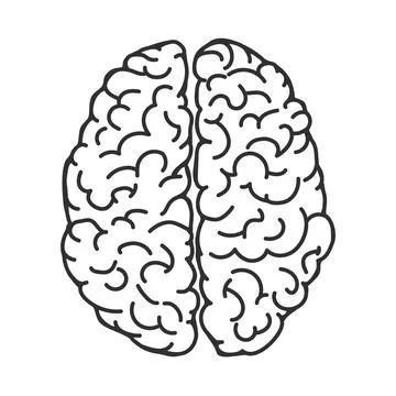 Brain line art icon set isolated on white background Stock Illustration