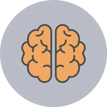 Brain Line Filled Circle Icon Stock Illustration