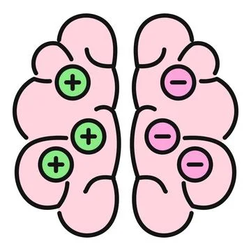 Brain lobes balancing positive and negative thoughts concept Stock Illustration