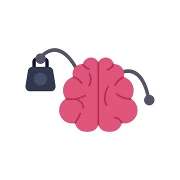 Brain with lock and cable for mind protection Stock Illustration