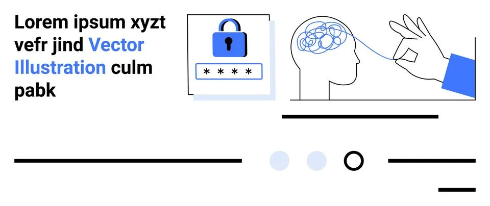 Brain with Lock and Key Concept for Data Security and Digital Protection Stockillustratie