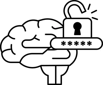 Brain with a lock on it Stock Illustration
