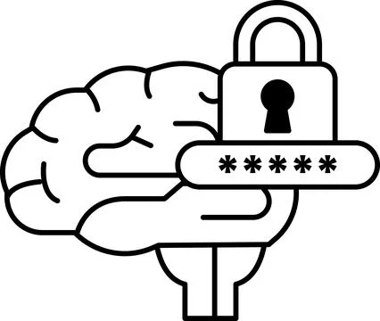 Brain with a lock on it Stock Illustration