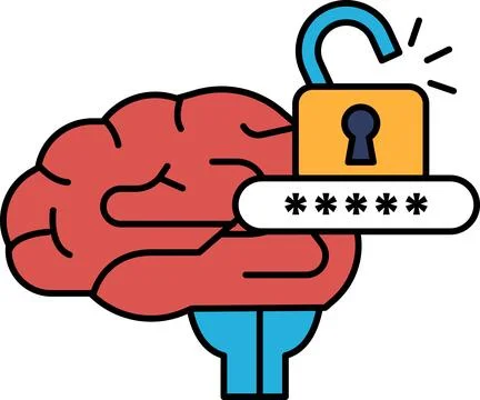 A brain with a lock on it Stock Illustration