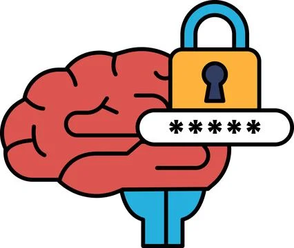A brain with a lock on it Stock Illustration