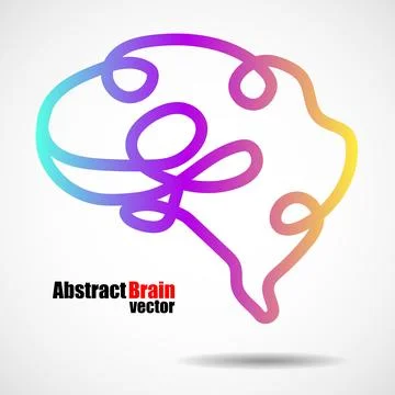 Brain logo, abstract colorful vector symbol Illustrazione stock