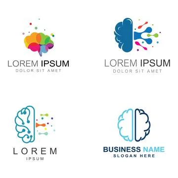 Brain logo. Brain logo with combination of technology and brain part nerve .. Stock Illustration