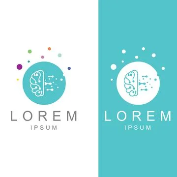 Brain logo. Brain logo with combination of technology and brain part nerve .. Stock Illustration