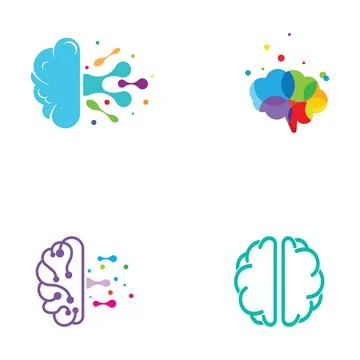 Brain logo. Brain logo with combination of technology and brain part nerve .. Stock Illustration