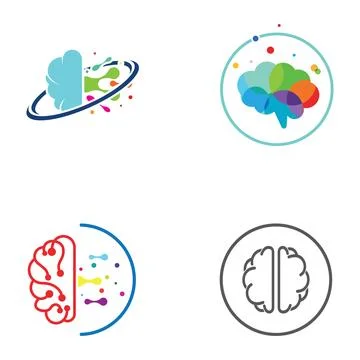 Brain logo. Brain logo with combination of technology and brain part nerve .. Stock-Illustration