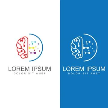 Brain logo. Brain logo with combination of technology and brain part nerve .. Stock-Illustration