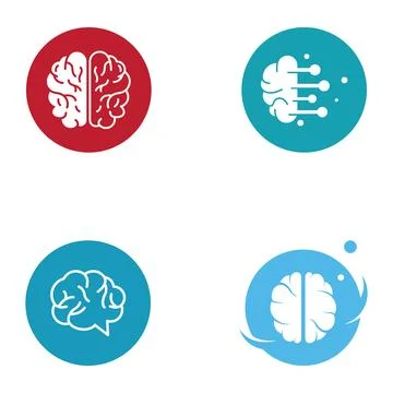 Brain logo. Brain logo with combination of technology and brain part nerve .. Stock Illustration