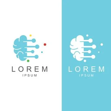 Brain logo. Brain logo with combination of technology and brain part nerve .. Иллюстрация
