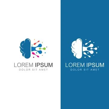 Brain logo. Brain logo with combination of technology and brain part nerve .. Stockillustratie