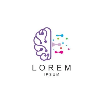 Brain logo. Brain logo with combination of technology and brain part nerve .. Stock Illustration
