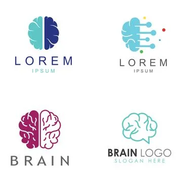 Brain logo. Brain logo with combination of technology and brain part nerve .. Illustrazione stock