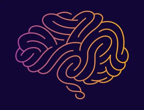 Brain logo icon. Digital symbol template of science innovation, machine learning Illustrazione stock
