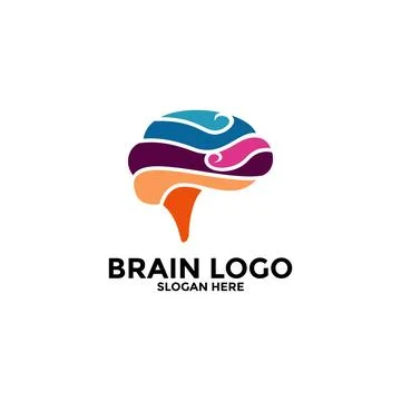 Brain Logo silhouette design vector template. Think idea concept.Brain stor.. Illustrazione stock