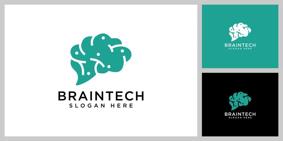 Brain Logo silhouette design vector template. Think idea concept. Brainstor.. Stock Illustration