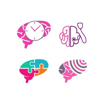 Brain Logo template Think idea concept Brainstorm power thinking icon Stock-Illustration