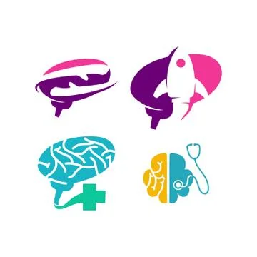 Brain Logo template Think idea concept Brainstorm power thinking icon Stock-Illustration
