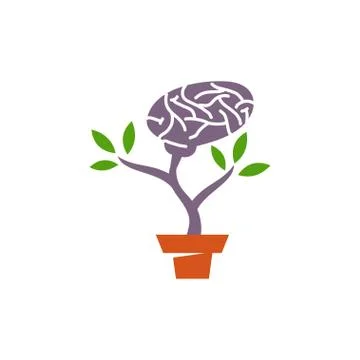 Brain Logo template Think idea concept Brainstorm power thinking icon Stock Illustration